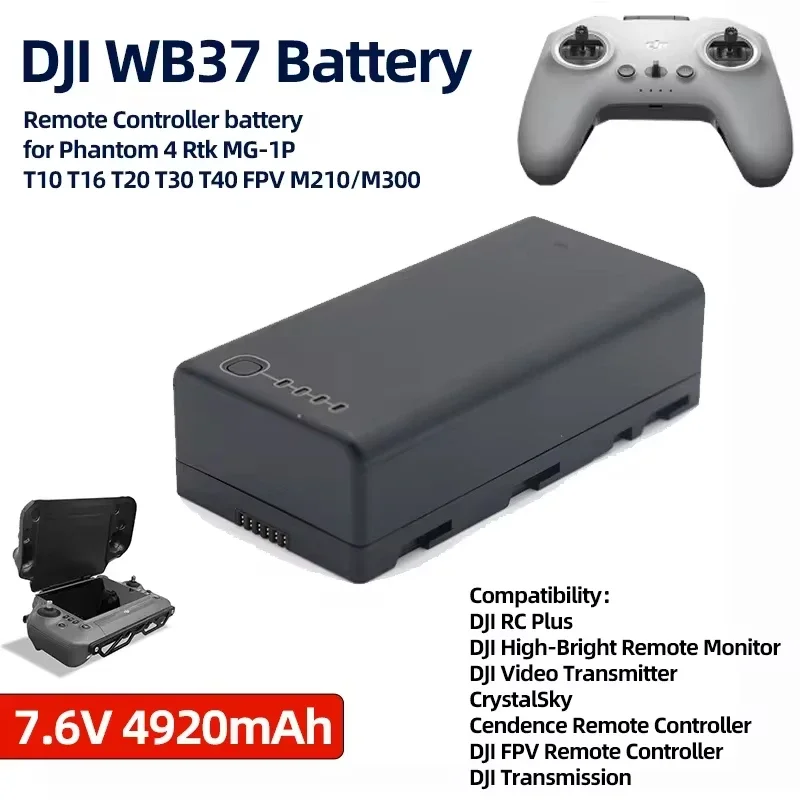 バッテリーwb37,7.6v,4920mah,dji t20,t30,fpv,ファントム4,rtk,MG-1P,t10,t16,crystalskyモニター