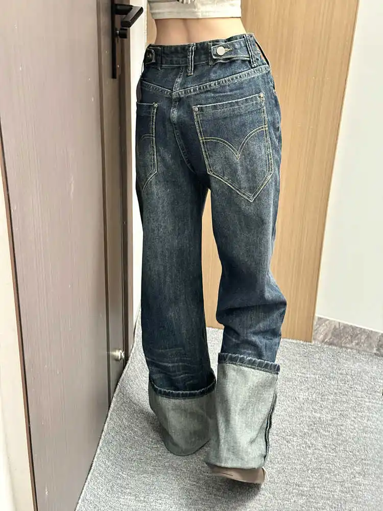 

Women's Baggy Jean Classical Denim Pants American Retro Designer Y2K High Street Wide Fit Cowboy Japanese Harajuku Tide 2000s