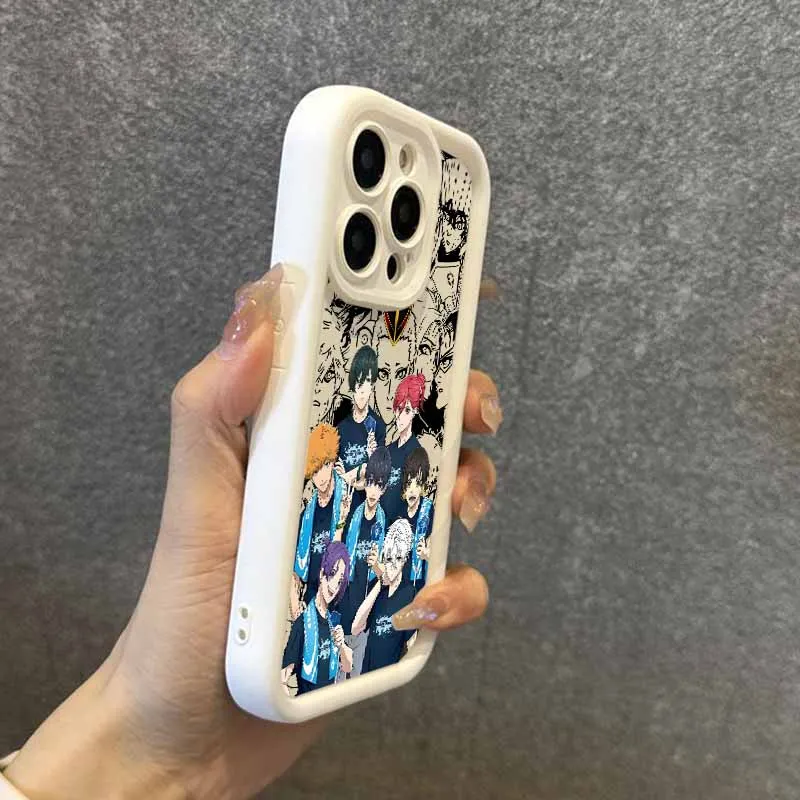 حار الدم أنيمي الأزرق قفل ل أبل آيفون 17 16 15 14 13 12 Mini 11 Pro ماكس عيون سلم غطاء فوندا سيليكون لينة جراب هاتف