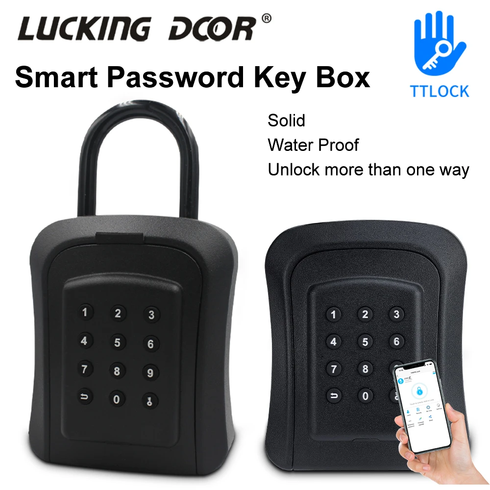 

Wall Mount Smart Key Safe Box Pad Lock Outdoor IP65 Waterproof Safe Security Password Bluetooth TTLock APP Unlock Anti-Theft Box