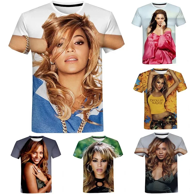 Beyonce 3D Print T-Shirts Women/Men\'s Casual T-shirts Hip Hop Tee shirts Harajuku Styles Tops Clothing Harajuku Round Neck Tee