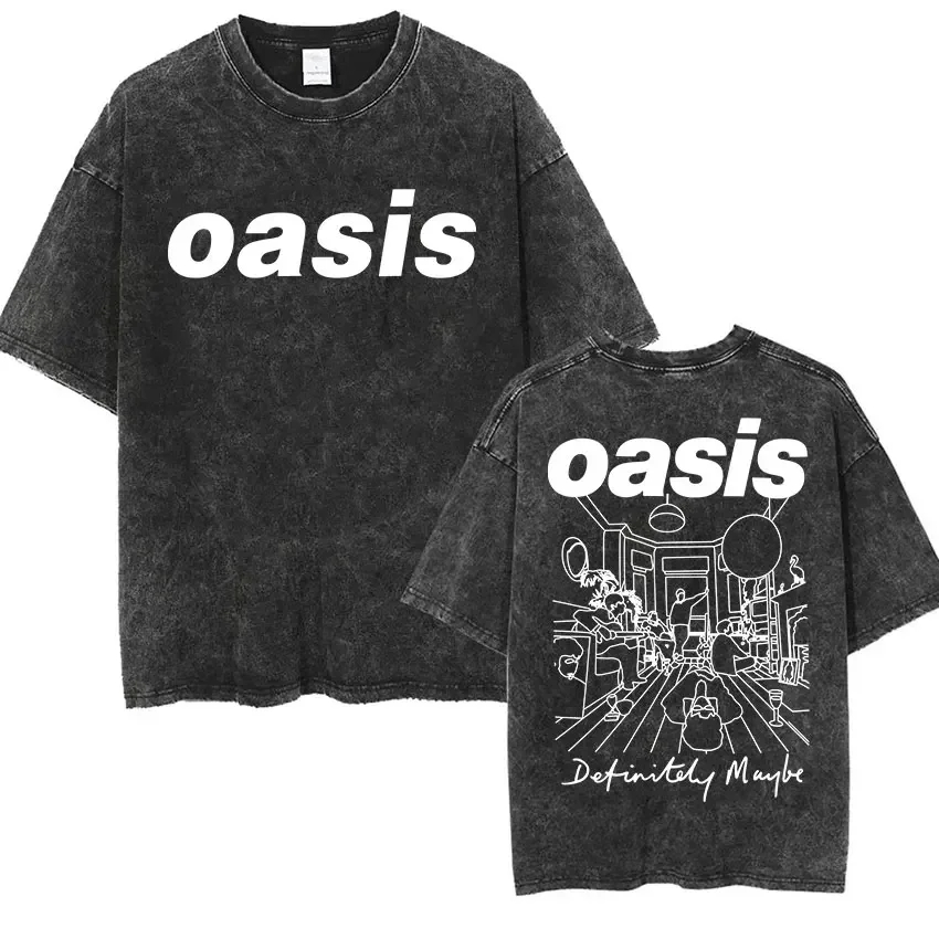 Customization Shirt Band Rock O-Oasis 2025 Vintage Washed T Shirt Men's Women Hip-hop Fashion Short Sleeve T-shirts Casual Cotto