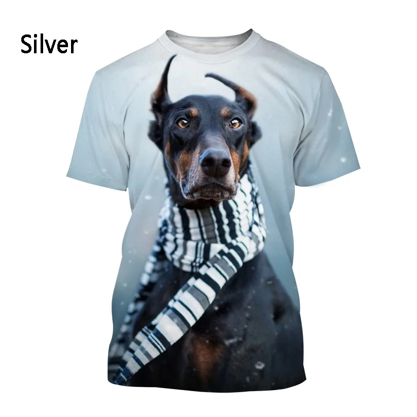 New Fashion Doberman Men's Ladies 3D Printing Casual Short Sleeve T-Shirt Tops