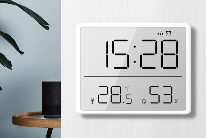 Ultra Thin Magnetic LCD Digital Clock 3.7 Inch Wall Mounted Alarm Clock for Bedside Living Room Refrigerator Desk Clock