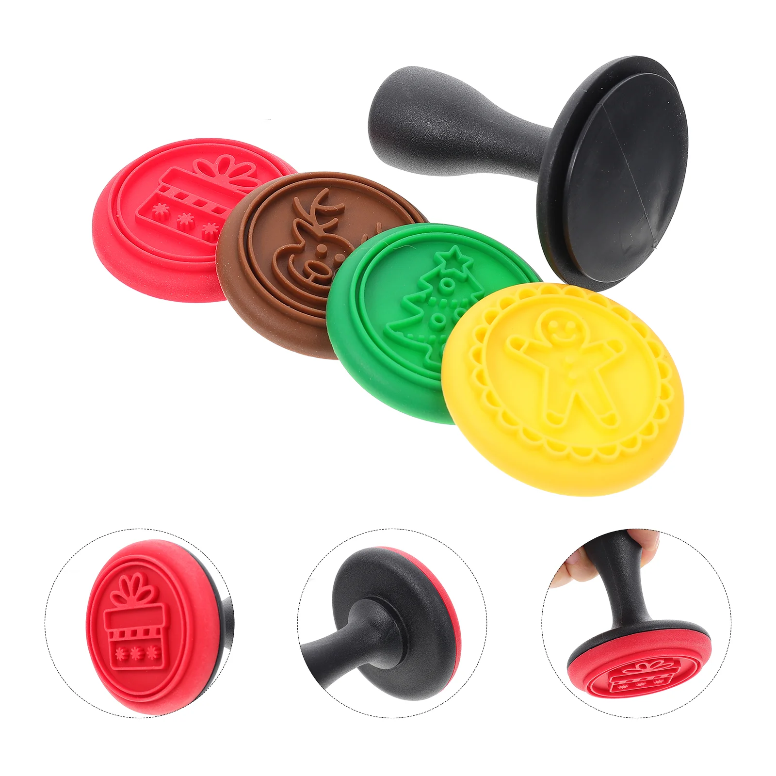 

5pcs Christmas Cookie Stamp Molds Silicone Baking Tools Decorative Biscuit Stamps Edible Fondant Chocolate Snacks Butter Molds