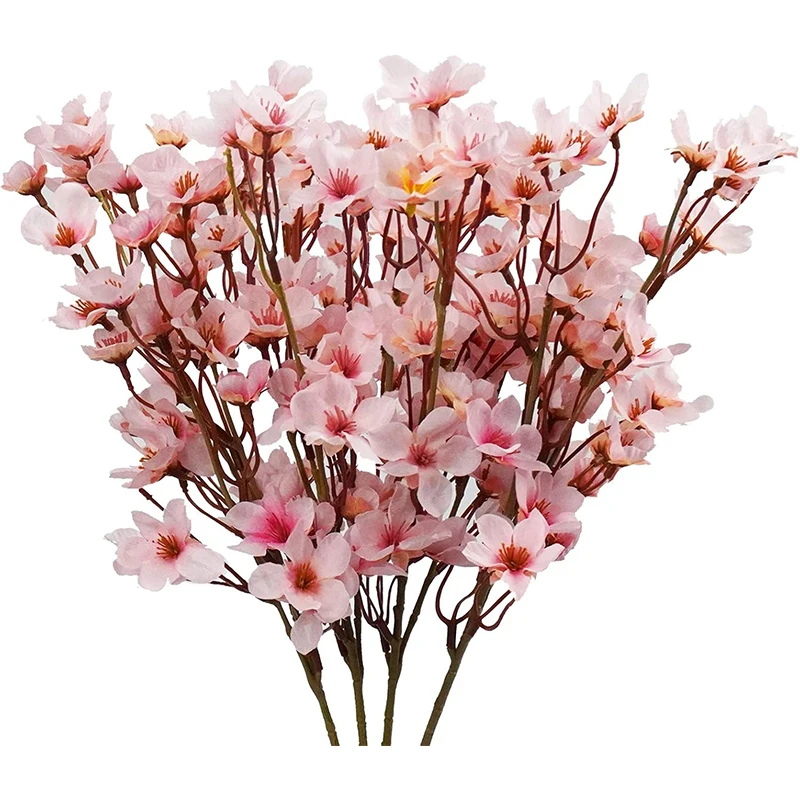 Fleur de cerisier artificielle rose 40cm, fleurs de pêche en soie, fausses plantes, Arrangement pour bricolage, jardin, maison, décor de fête de mariage