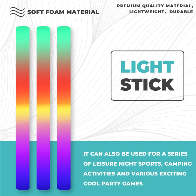 A42Z-20Pcs 흰색 대량 다채로운 LED 글로우 스틱 치어 리더 튜브 어두운 빛 생일 웨딩 파티 용품