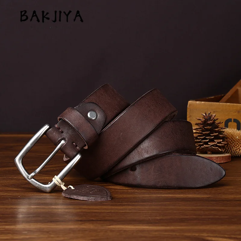 

High-end Retro Thick Water Dyed Top-layer Cowhide Belt for Men's Business Fashion Casual Jeans Elastic Waistband 38mm