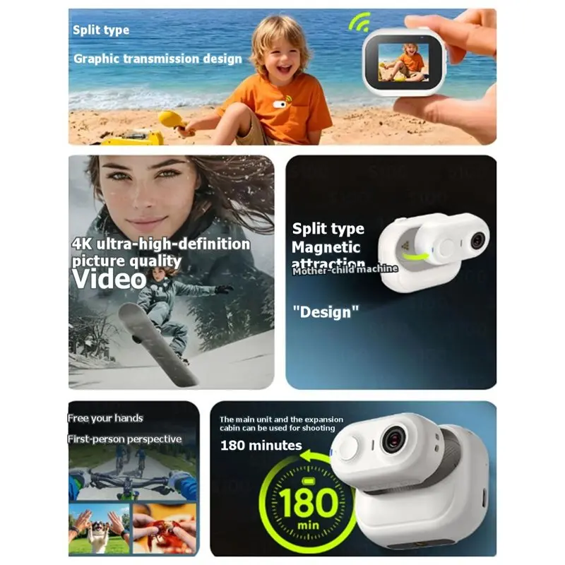 N91R-4K Thumb Mounted Camera POV Lmage Transmission Action Camera For Vlogging For Body Camera Mini For Riding Hiking