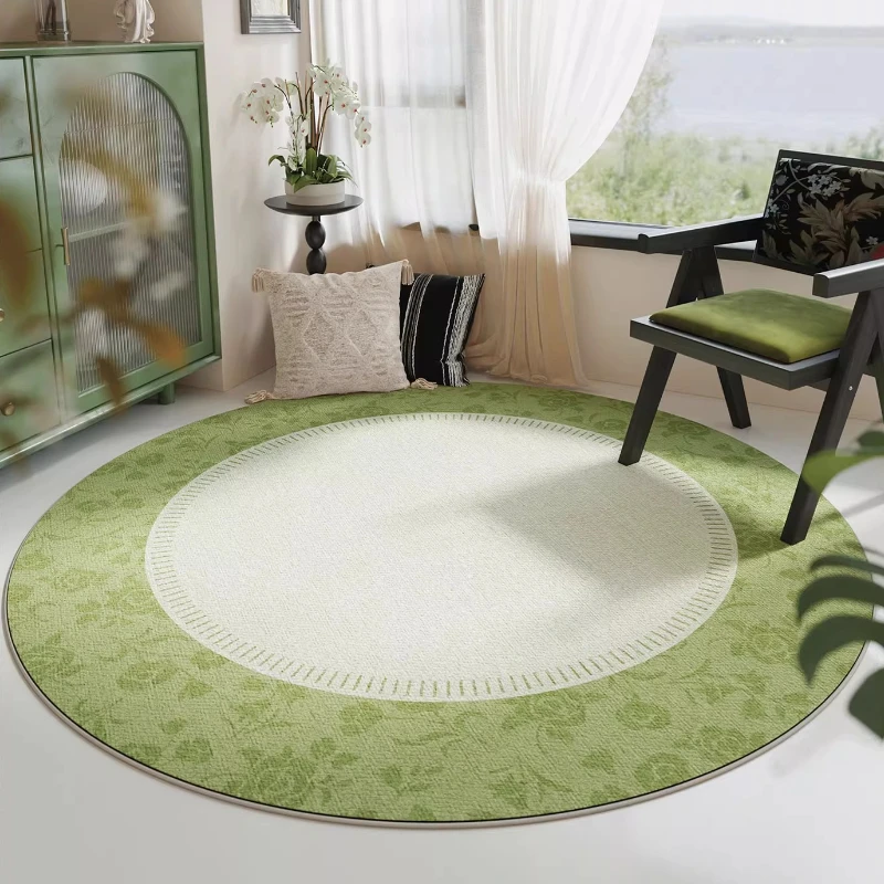

Round Rug – Soft Washable Green Mat for Bedroom, Living Room, Lounge & Cloakroom