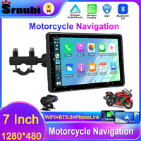 Srnubi 7Inch Motorcycle DVR Portable Wireless CarPlay Android Auto screen GPS Navigation AI Voice Dual Bluetooth IP67 Waterproof