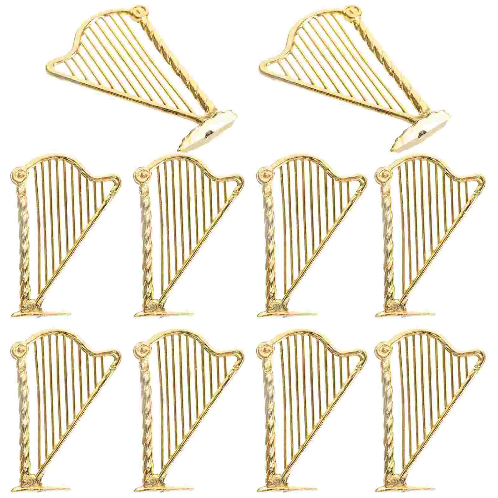 

10 Pcs Christmas Lights Miniature Harp Decoration Musical Instrument Model Tree Hanging Golden Instruments Ornaments Baby