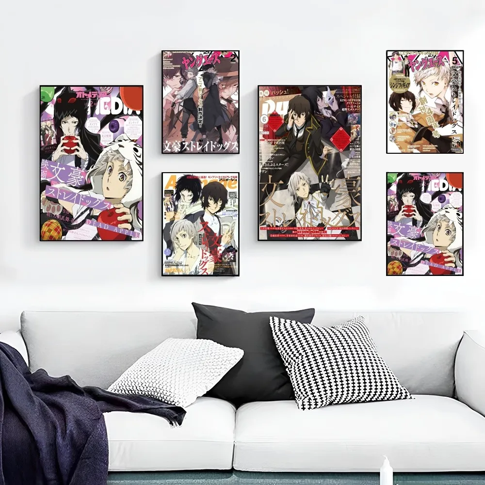 Bungo Stray Dogs anime Movie Sticky Colorful Tapestry Wall Hanging Hippie Flower Wall Carpets Dorm Decor Japanese Tapestry