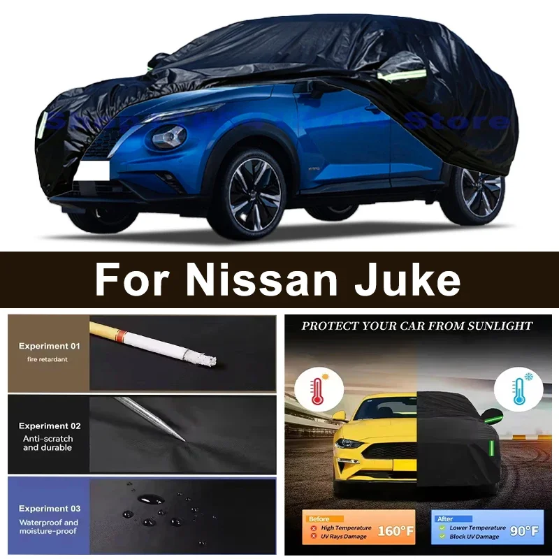 Полный чехол для автомобиля Nissan Juke, всепогодный, для улицы, защита от снега, солнца, ультрафиолета и пыли, с отражающими полосами и ремнями для фиксации.