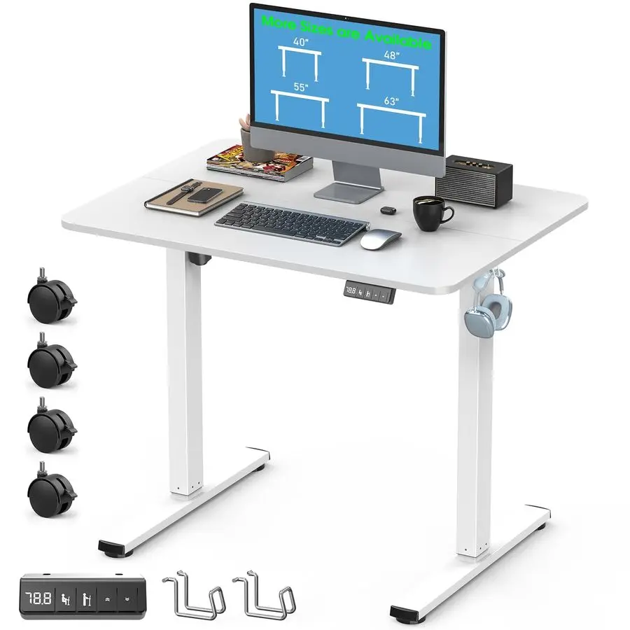 

Height Adjustable Electric Standing Desk, 31.5 x 23.6 Sit Stand up Desk with Splice Board, Ergonomic Rising Compute Customizable