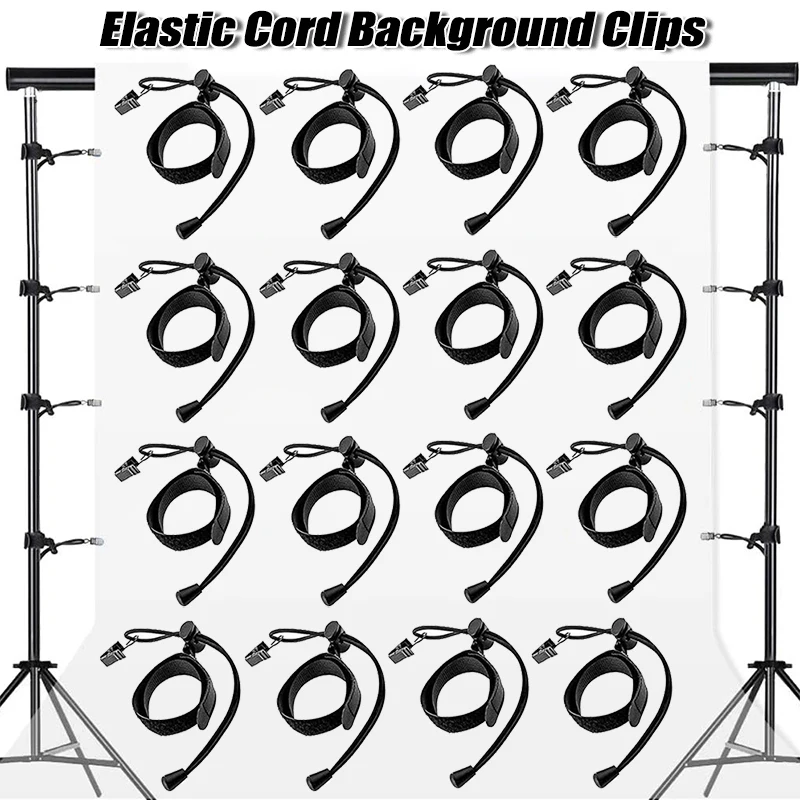 12/1pcs Elastic Cord Background Clips Adjustable Photography Side Clamps Fixed Muslin Green Screen Backdrop Support Video Studio