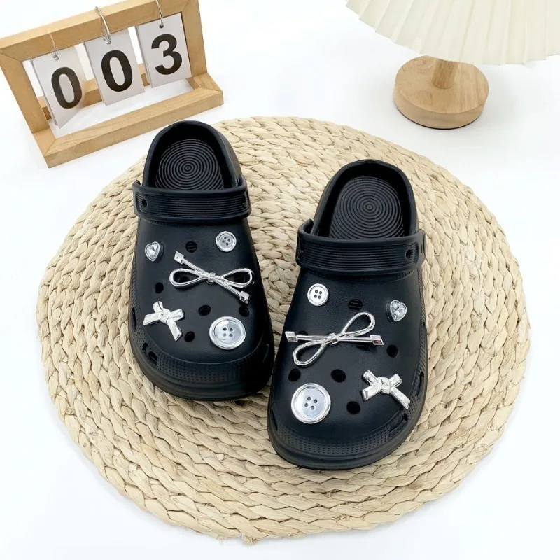 10 قطع الأزياء الأحذية سحر مجموعة الاكسسوارات ثقب الحذاء مشبك الفضة زر القوس DIY الأحذية زينة الاطفال حزب امرأة الفتيات هدية