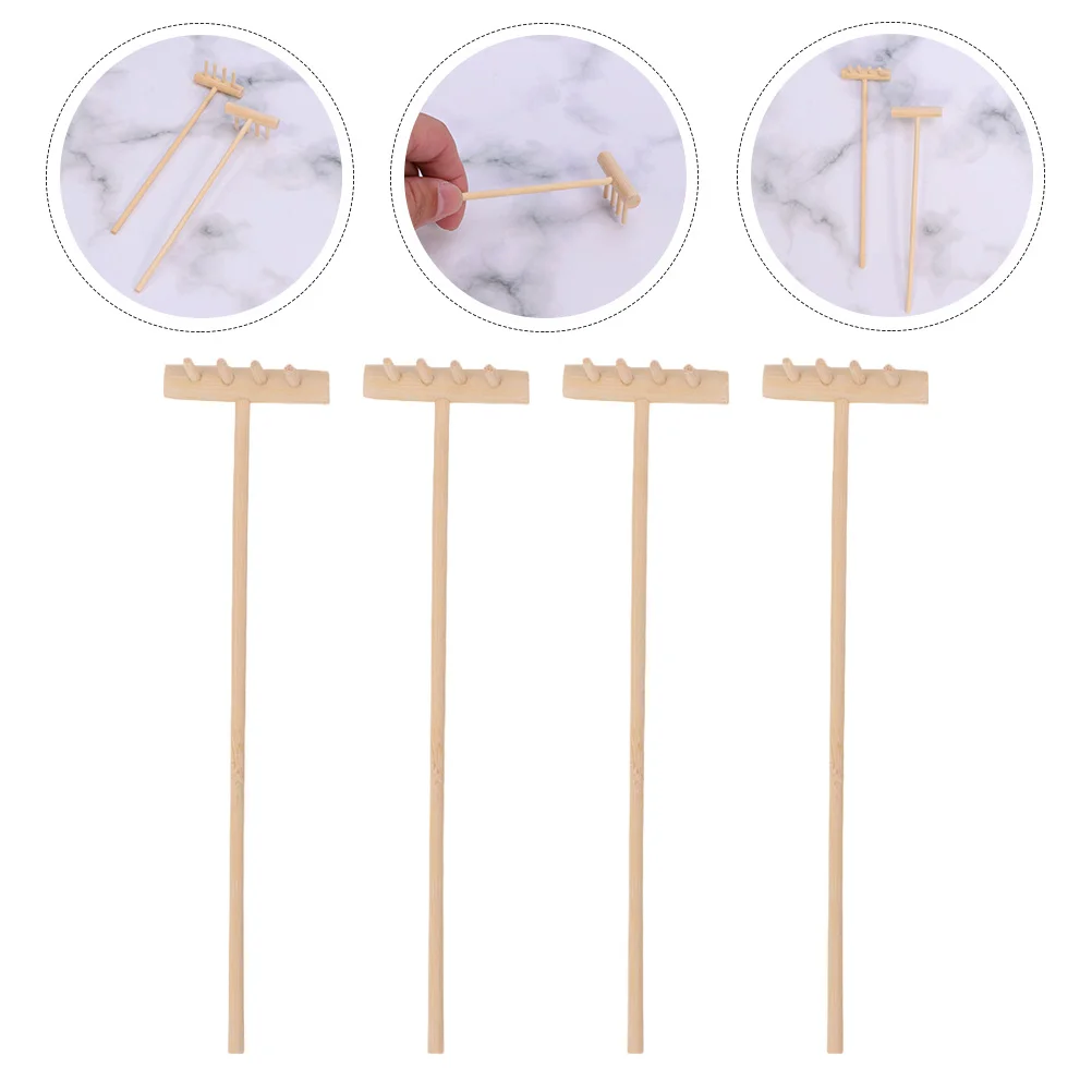 Cofre Zen Garden con arena roja, Mini rastrillo, herramientas para bonsái, microdecoración, accesorios de escritorio para el hogar