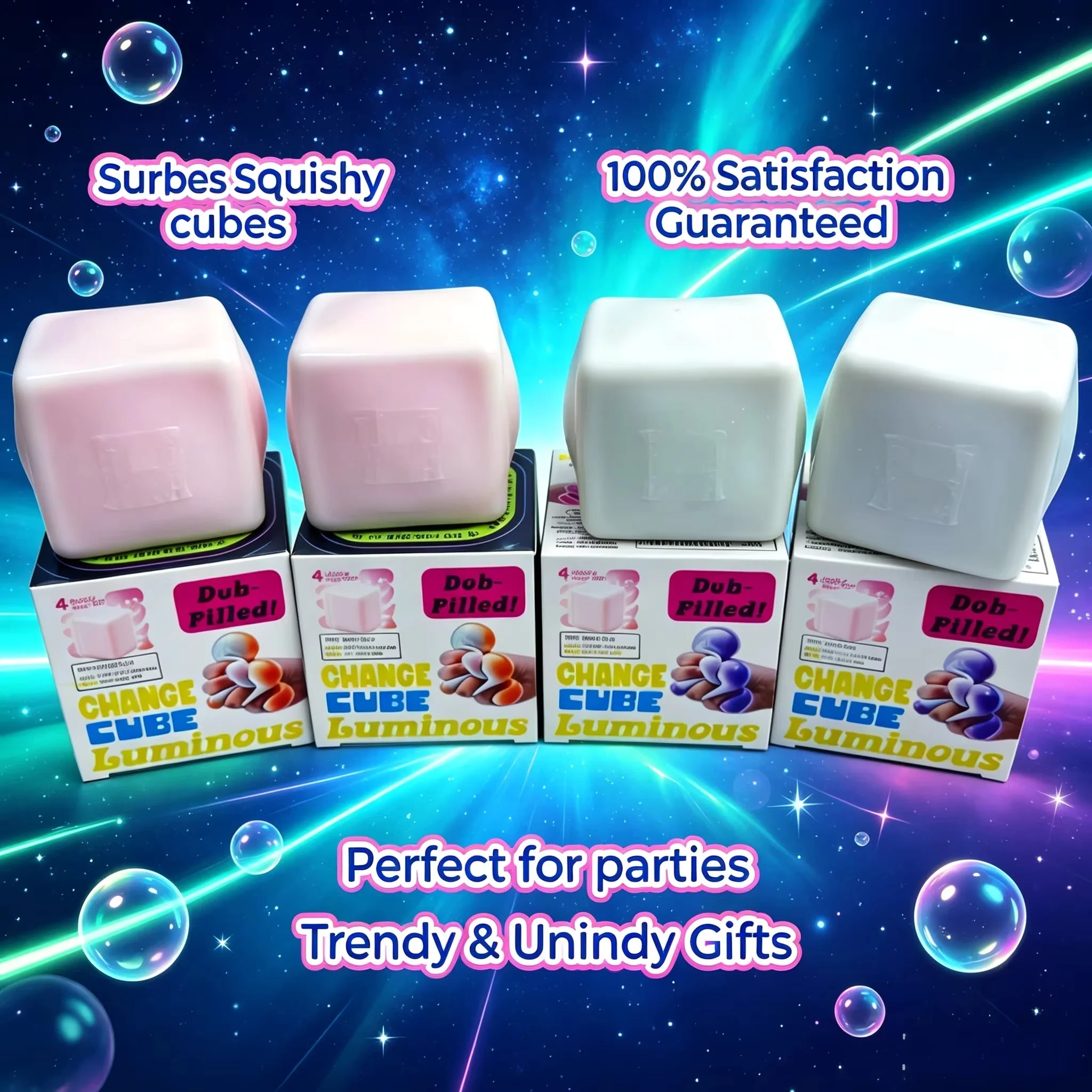 New Schylling Needoh Nice Cube Squishy Stress Toy Glow In The Dark Slow Rebound Sensory Glitter Pressure Relief For Adults Gifts