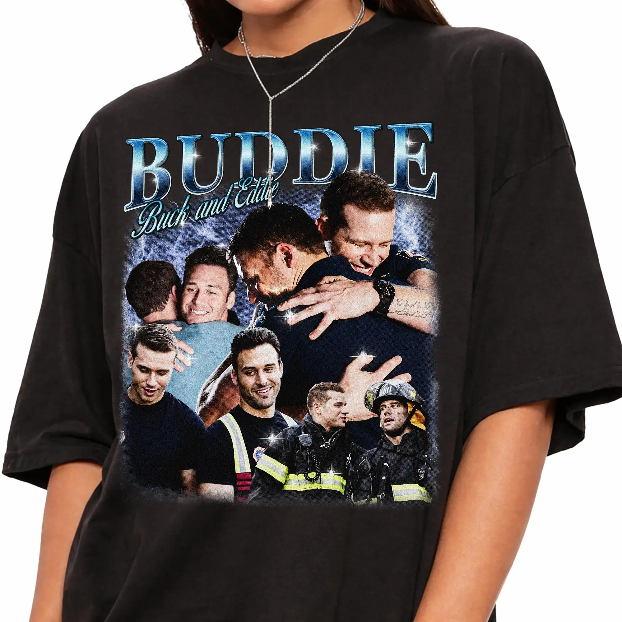 Vintage Buck and Eddie T-Shirt, 90er Boot Tube T-Shirt, Evan Buckley Ryan Guzman Muster T-Shirt, Geschenk für TV-Fans (Männer und Frauen) – Detail 3
