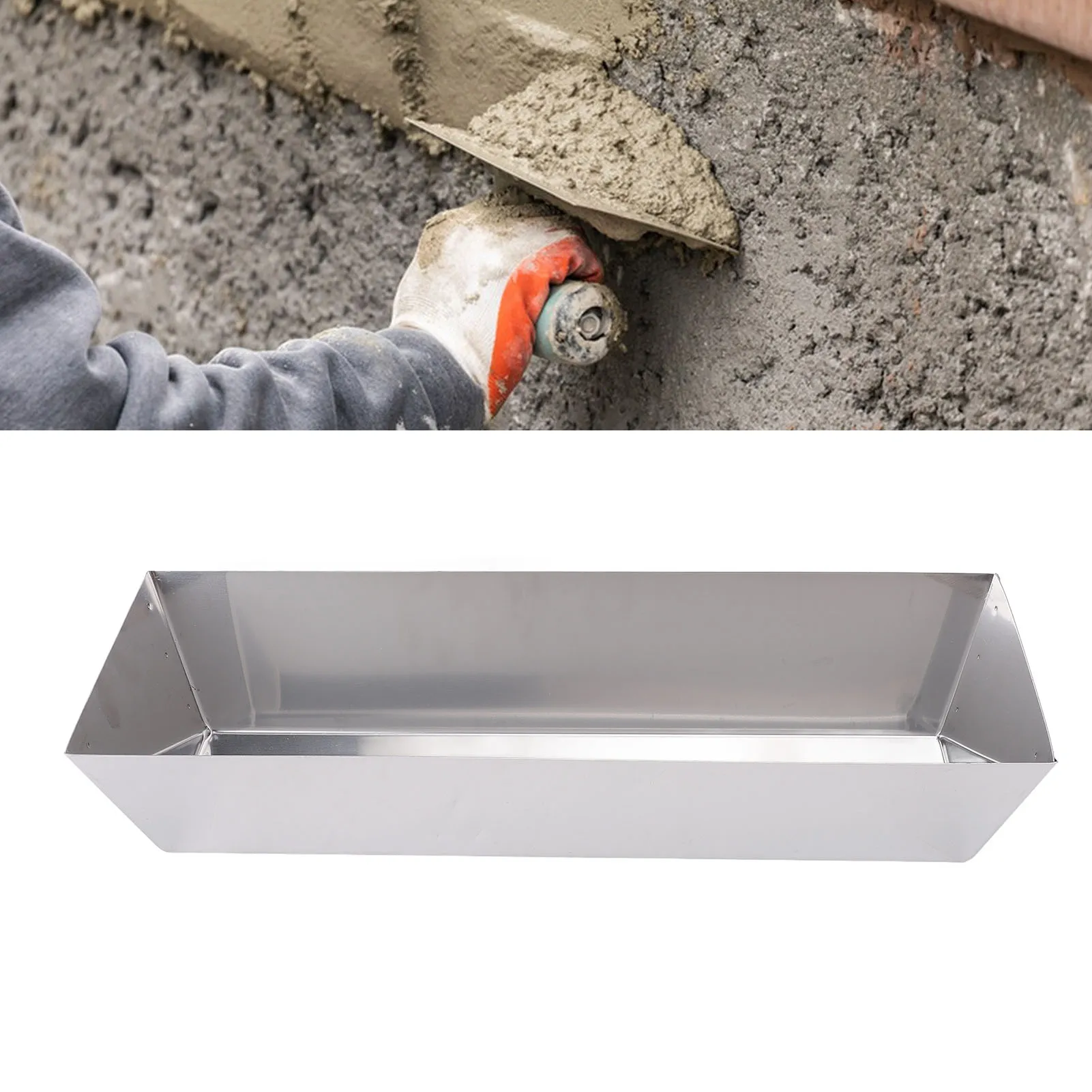 14 Inch Drywall Taping Mud Pan 210 Stainless Steel High Strength Drywall Tool Tray Bucket for Cement Mortar Putty Paint Mixing