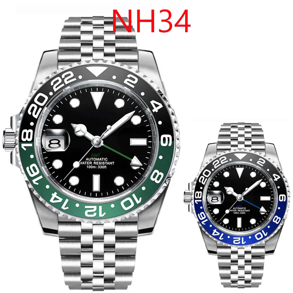 Left Crown Men Corgeut NH34 Mechanical Wristwatch Luminous GMT Watch Top Brand Sapphire Glass 10Bar Male Clock Reloj Hombre