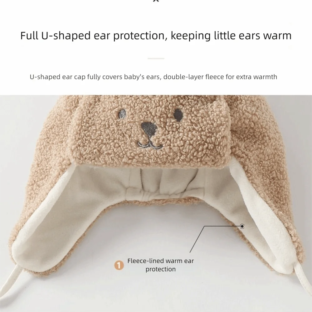 

Новая теплая шапка с милым мультяшным медведем, ветрозащитная, морозостойкая, защитная шапка для ушей, утолщенная шапка-бини