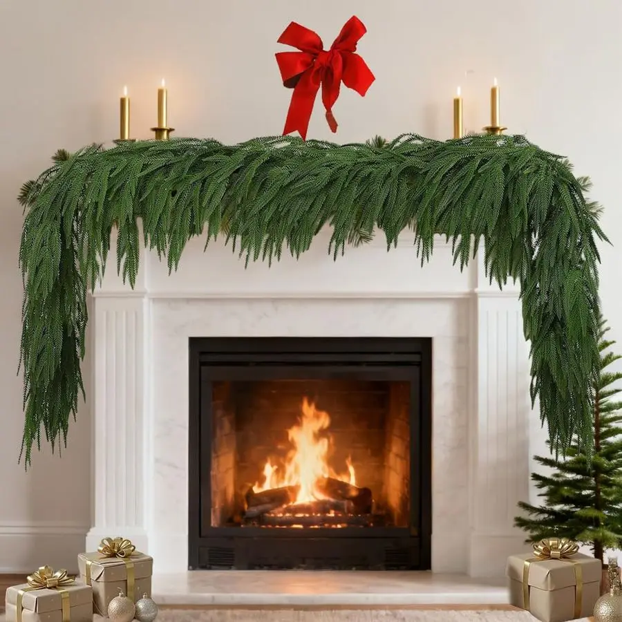 

Искусственная гирлянда из норфолкской сосны FT, 2 шт., 72 дюйма, реалистичная, на ощупь как настоящая, для зимнего декора и Рождества