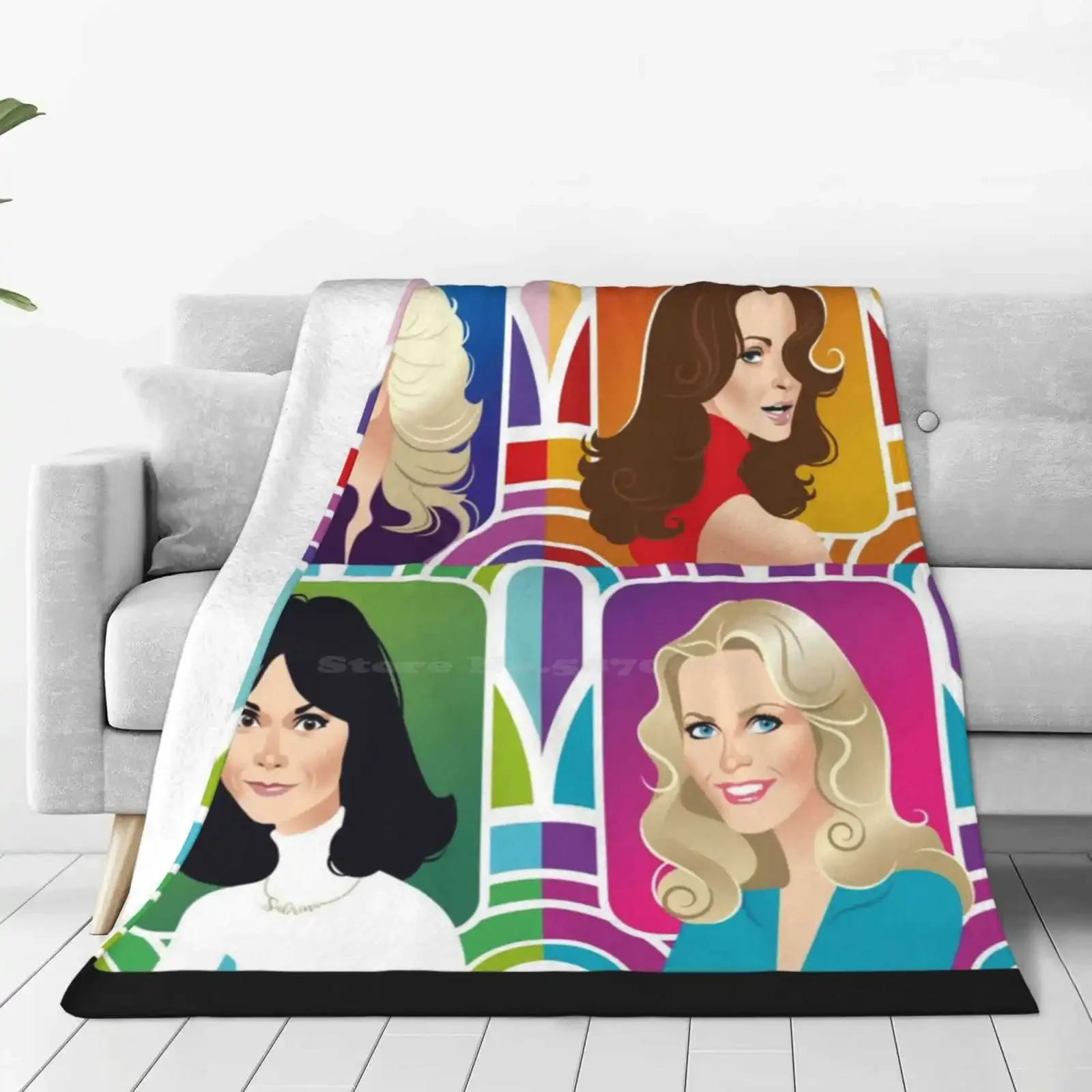 Four Angels New Print Novelty Fashion Soft Warm Blanket Farrah Fawcett Jaclyn Smith Kate Jackson Cheryl Ladd Jill Munroe Kris