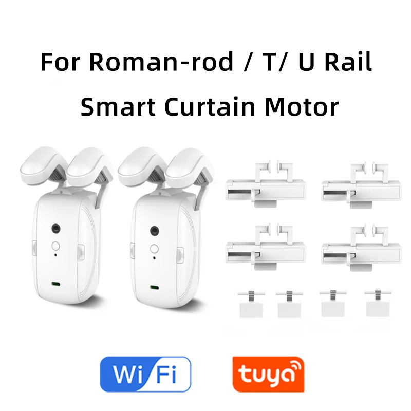 New T U Roman Rod 3 in 1 Tuya Curtain Motor Bluetooth Smart Electric Automatic Curtain Robot APP Voice Control Alexa Google Home