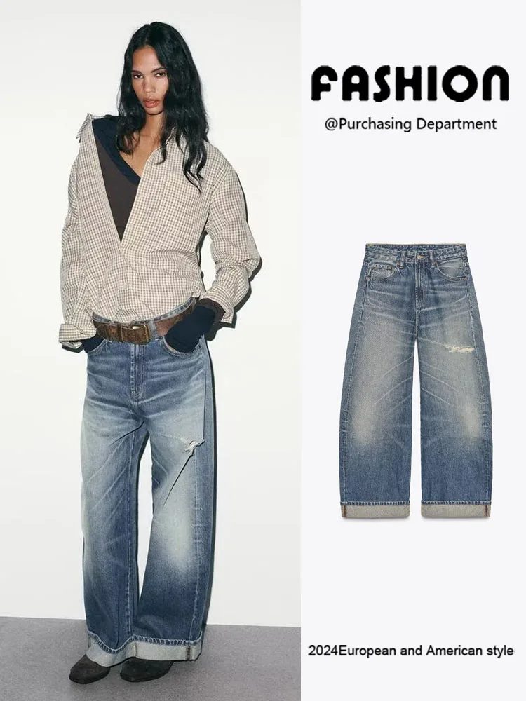 شتاء 2025 جينز نسائي فضفاض غير رسمي عالي الخصر ممزق من قماش الدنيم متعدد الاستخدامات وصل حديثًا من Ele Personali #1