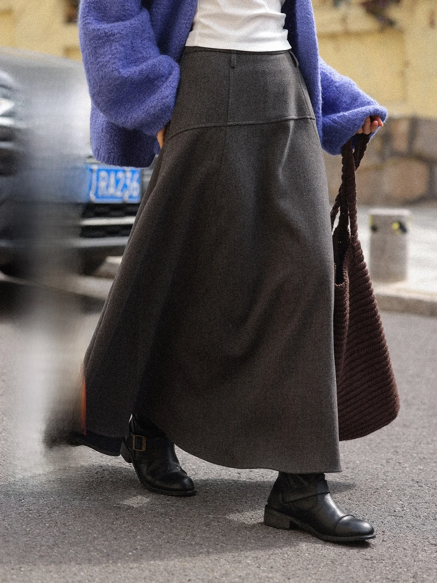 

ay Thiened Umbrella Skirt Women's Spring Winter New Korean Sle High Waist A-Line Midi Skirt Casual Breathable