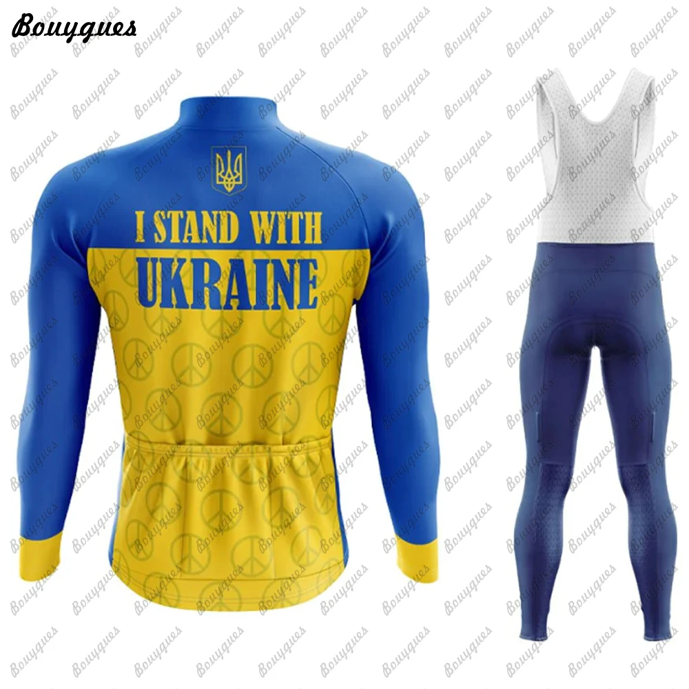 New Ukraine Men Winter Thermal Fleece And Thin Cycling Clothes Set Long Sleeves Jersey Suit Outdoor Riding Bike MTB Bib Pant