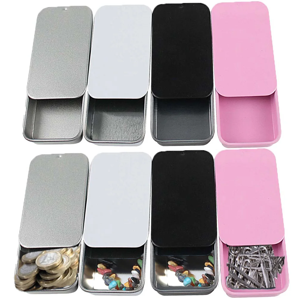 pcs 16/50/90ml EmptyMatte Sliding Push-Pull Tin Box Portable U Disk Chewing Gum Metal Box Small Home Ointment Storage Box