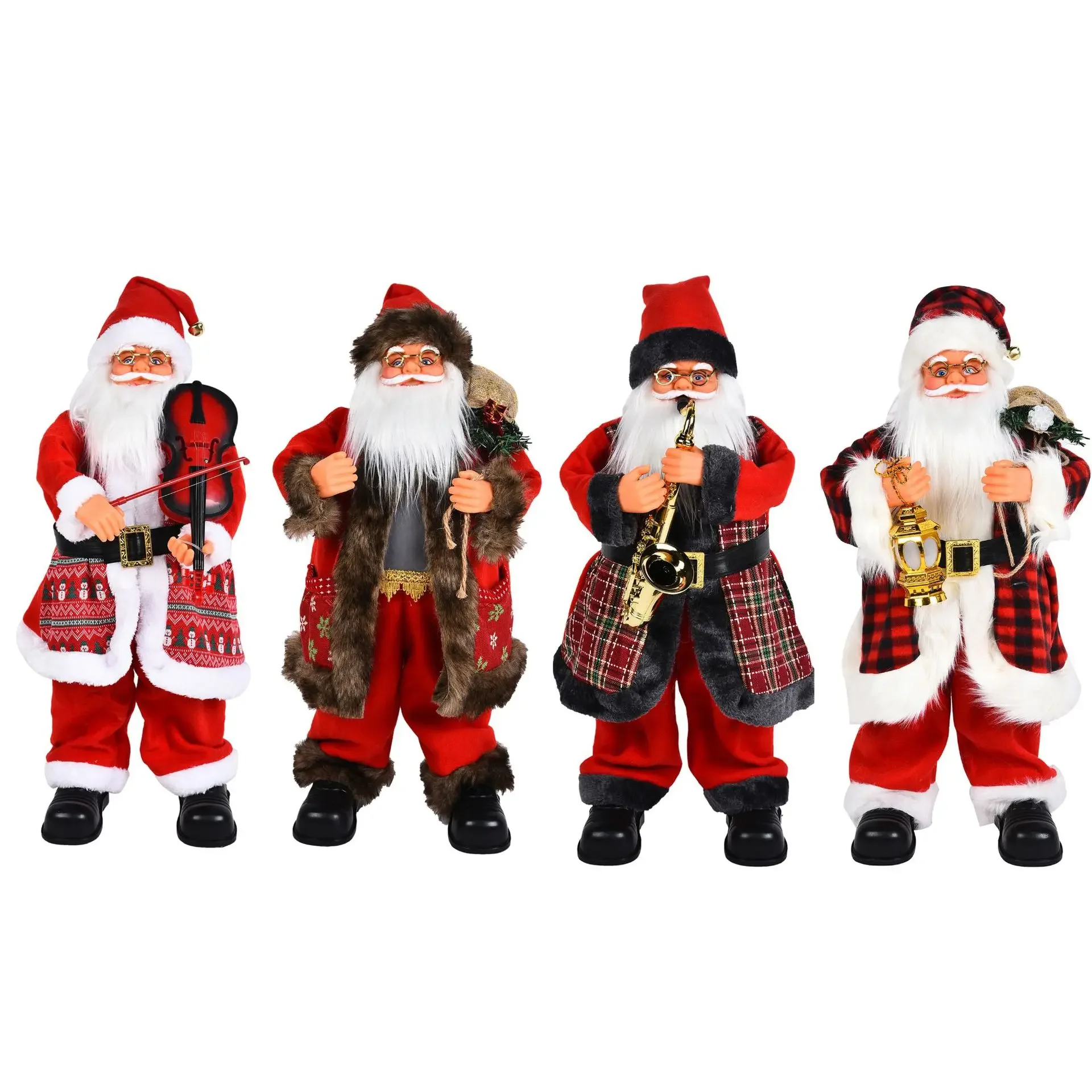 Christmas Decoration Supplies Santa Claus Cross Border New Product Red Collar Guitar Doll Electric Santa Claus Toy Gift