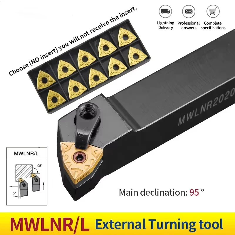 

1pc MWLNR2020 MWLNR1616 MWLNR2525 External Turning Tool Holder WNMG0804 Carbide Inserts Lathe Bar CNC Cutting Tools Set