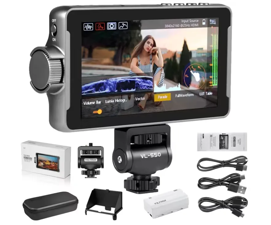 

DC-550 Pro 5.5 Inch 1200nits 4K 10bit HDMI Field Monitor, Touchscreen 3D LUT Exposure Focus Assis VILTROX camera Monitor