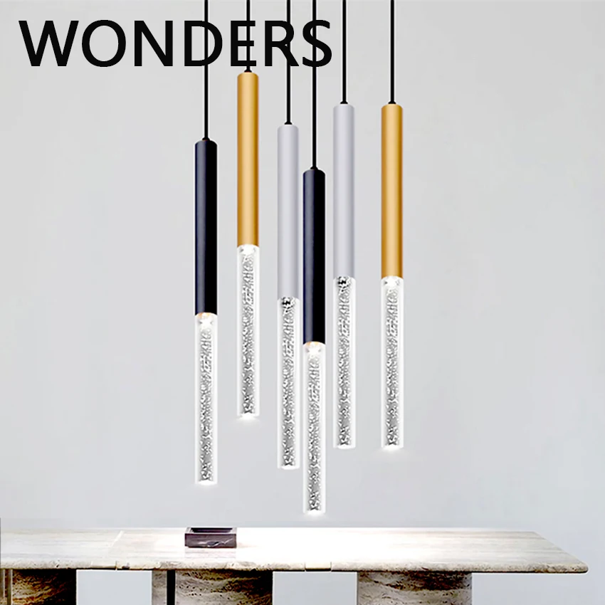 

LED Pendant Light Modern Long Cylindrical Pendant Lamps Fashion Home Decoration Salon Lustre or Bar Living Room Decor Chandelier