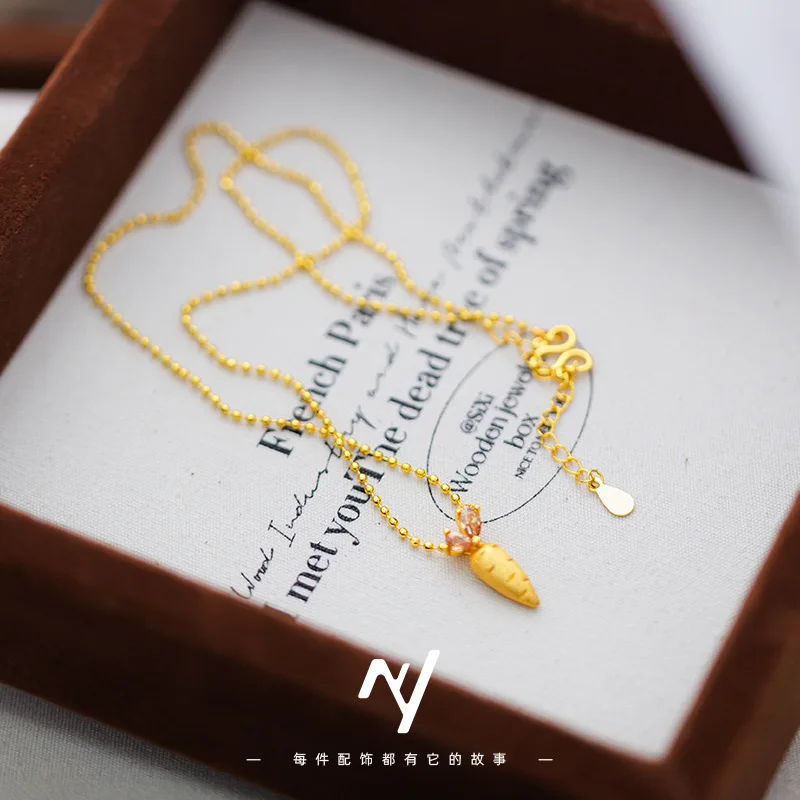 Carrot-Shaped 24K Gold Necklace for Women: Adorable & Charming