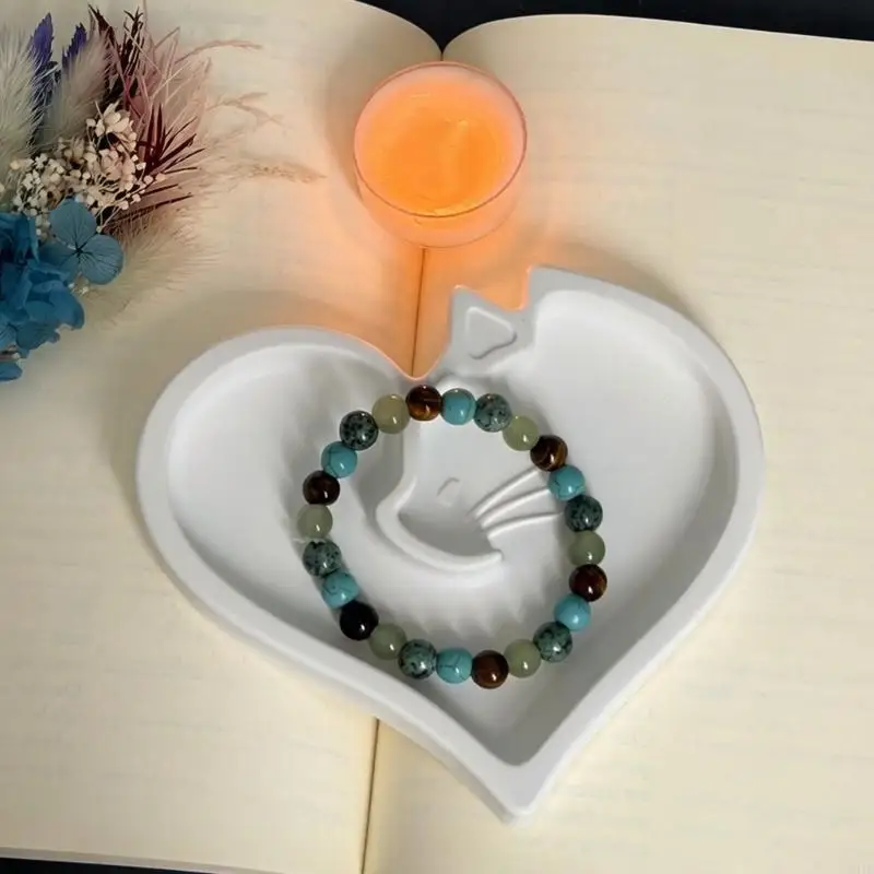 Heart/Cats Paw Shape Silicone Decorative Plate Mold Handmade Molds for Resin Jewelry Tray and Home Ornament Projects
