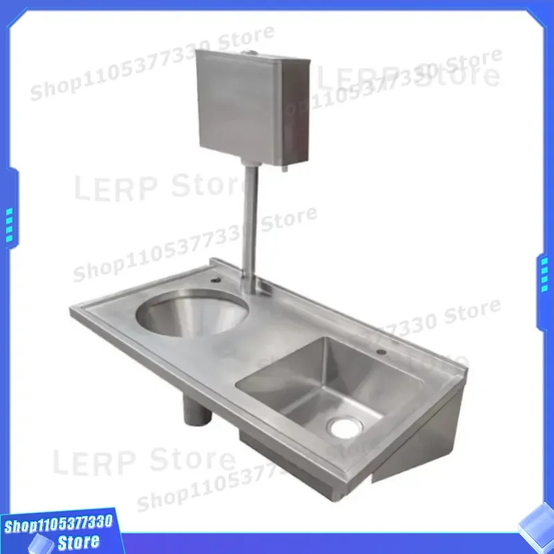 1200mm Wall Mounted Sluice Sink Flush Valve 304 Stainless Steel Hospital Medical Hopper Washbasin Durable Long Trough