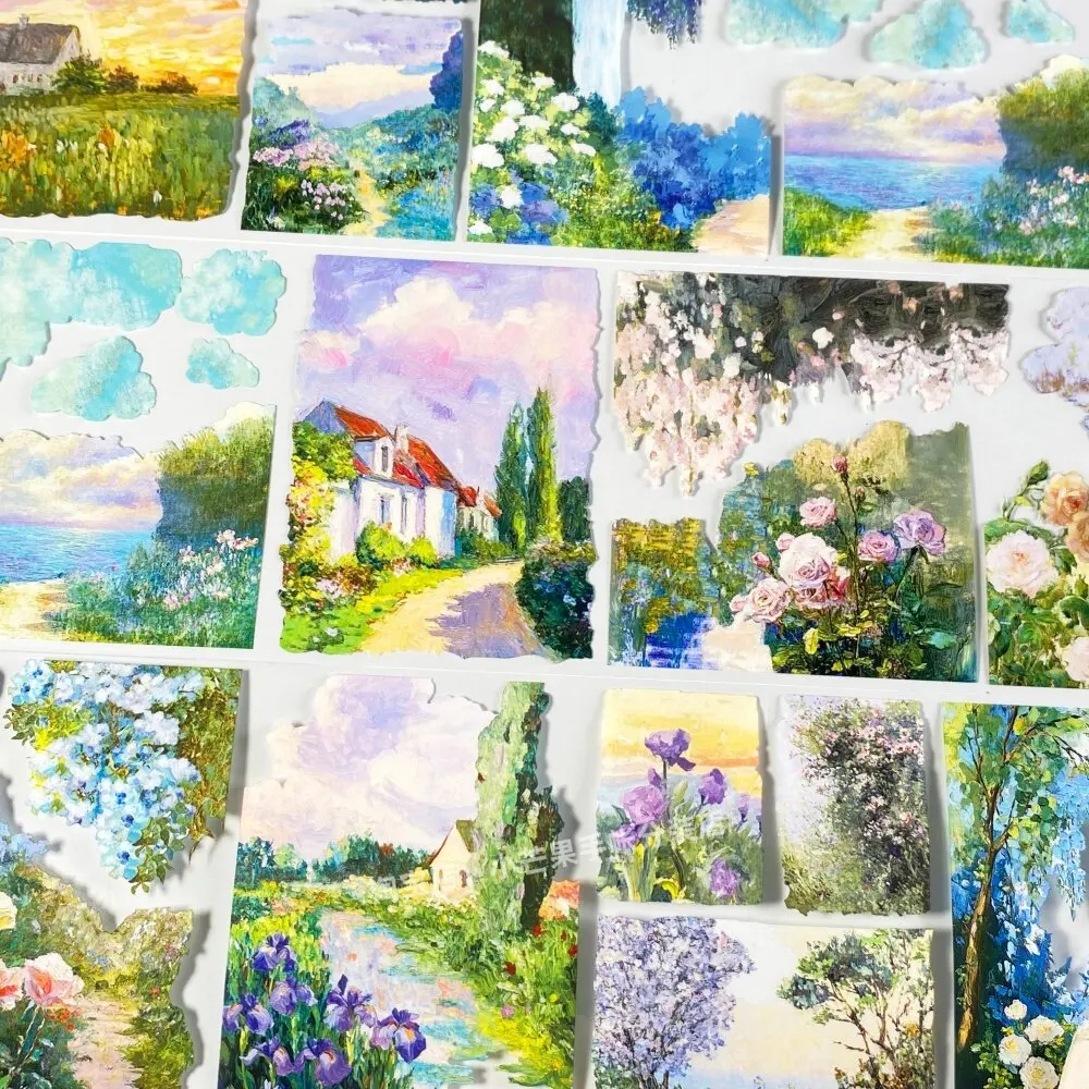 1 Loop Washi PET Tape Eternal Pastoral Flower Field Landscape Design Sticker for Journal Decoration DIY Scrapbooking Stationery