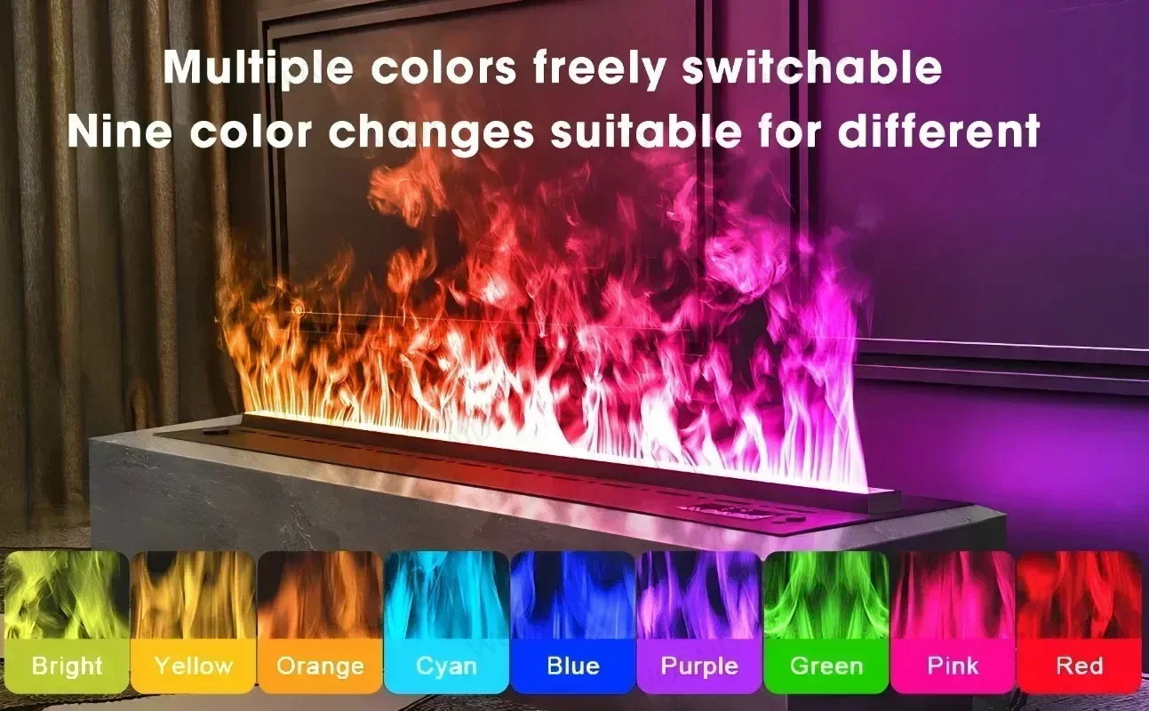 Smart Home 3D Fireplace Water Steam Humidifier LED Decorative Flame TV Wall Sound Of Firewood Cracking Vapour Electric Fireplace