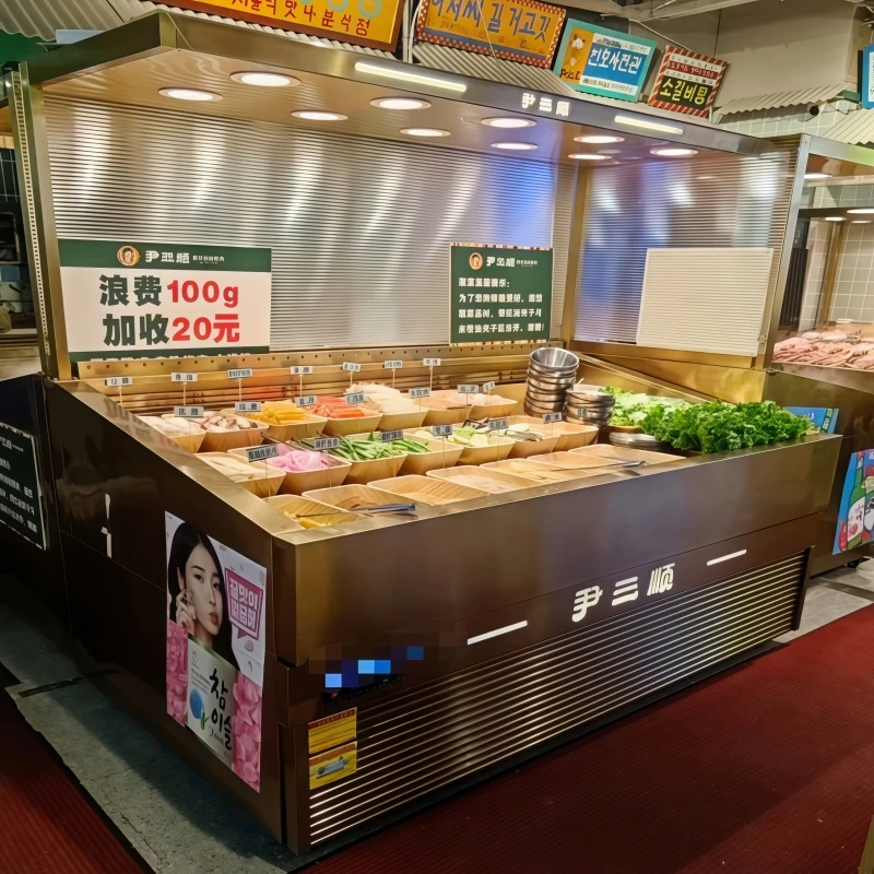 Luxury Gold-Toned Advanced Spray Display Fridge - Tailor-Made For Sliced Beef And Premium Meats In Buffet Settings