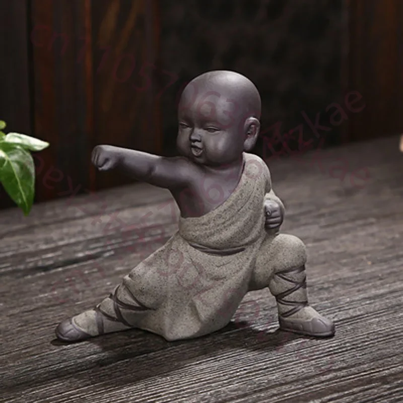 Creative Tea Pet Decoration Piece, Kung Fu Little Monk Boutique, Large Color Sand Pottery, Purple Kung Fu