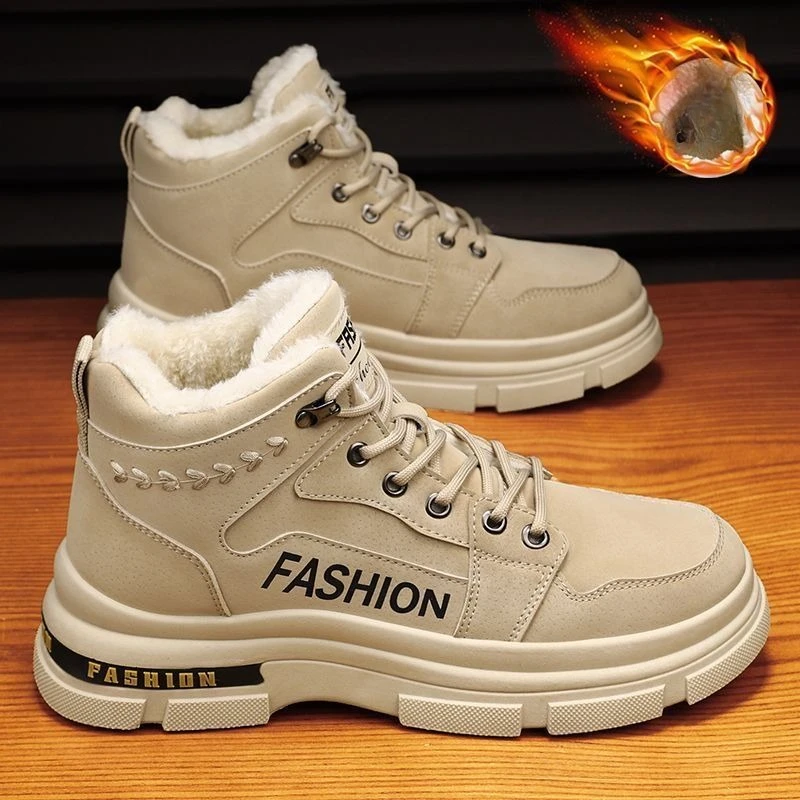 Stivali da neve da uomo alti addensati Stivali invernali in peluche caldi Stivaletti in cotone resistenti al freddo impermeabili antiscivolo Botas Para Hombre