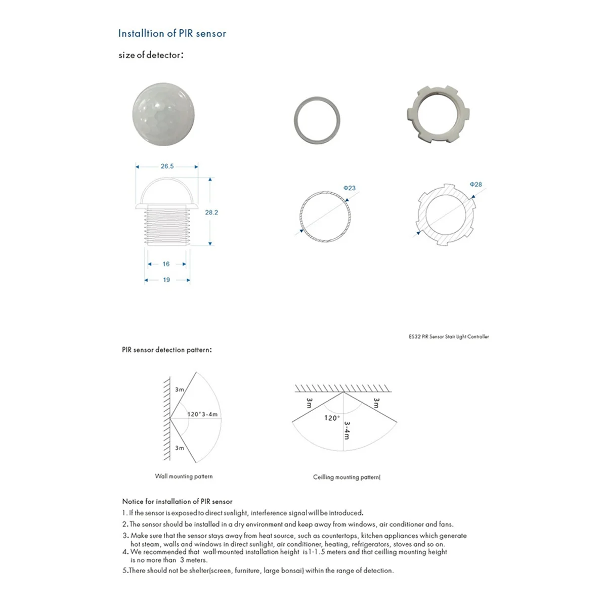 ABBO-ES32 Stair Controller PIR Sensor 32CH Single Color 2CH RGB Pixel SPI LED Strip Dimmer Stairway Light Controller 5V-24V