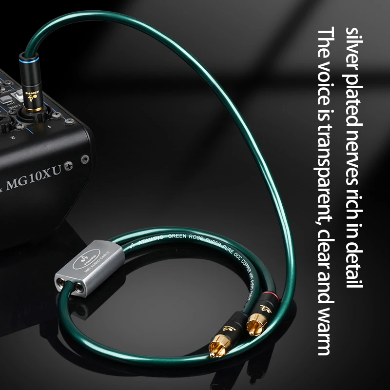 ATAUDIO HiFi 6.5 مللي متر إلى 2RCA كابل الصوت OCC مزدوج التدريع 6.5 TRS جاك إلى 2RCA كابل ذكر مطلية بالذهب التوصيل لمضخم الصوت