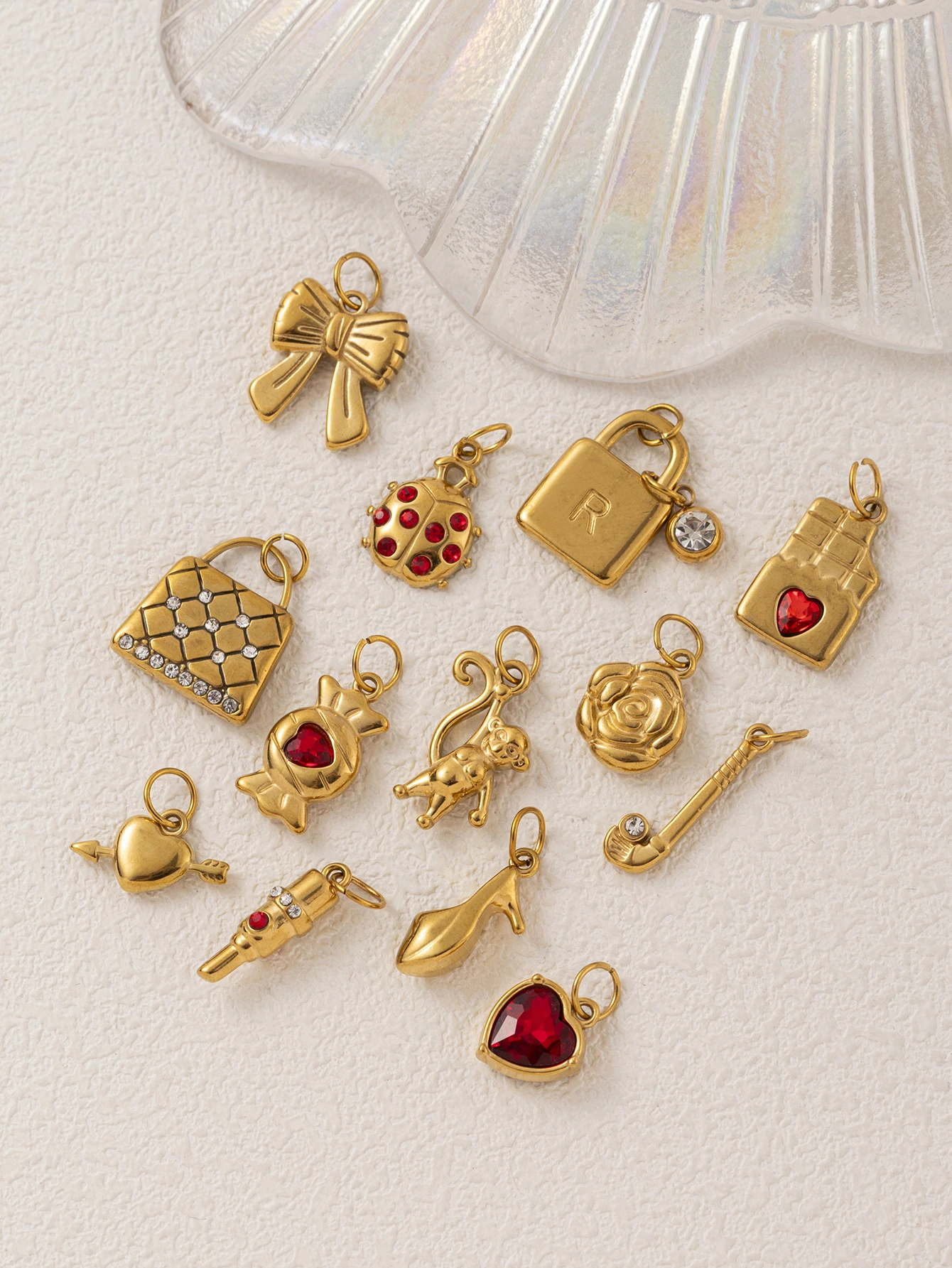316 Edelstahl Wasserdicht Farbbeständig Frisch Und Niedlich Beliebte Rose Schleife DIY Anhänger Charms Schmuckherstellung – Detail 2