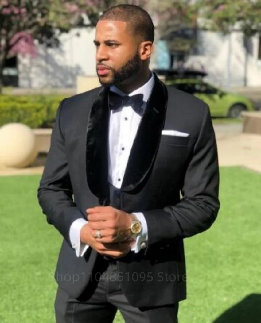 

3 Pieces Formal Men Suits Wedding Wear Business Male Groom Dress Casual Jacket Vest Pants Set for Party Prom Shawl Lapel Jacket